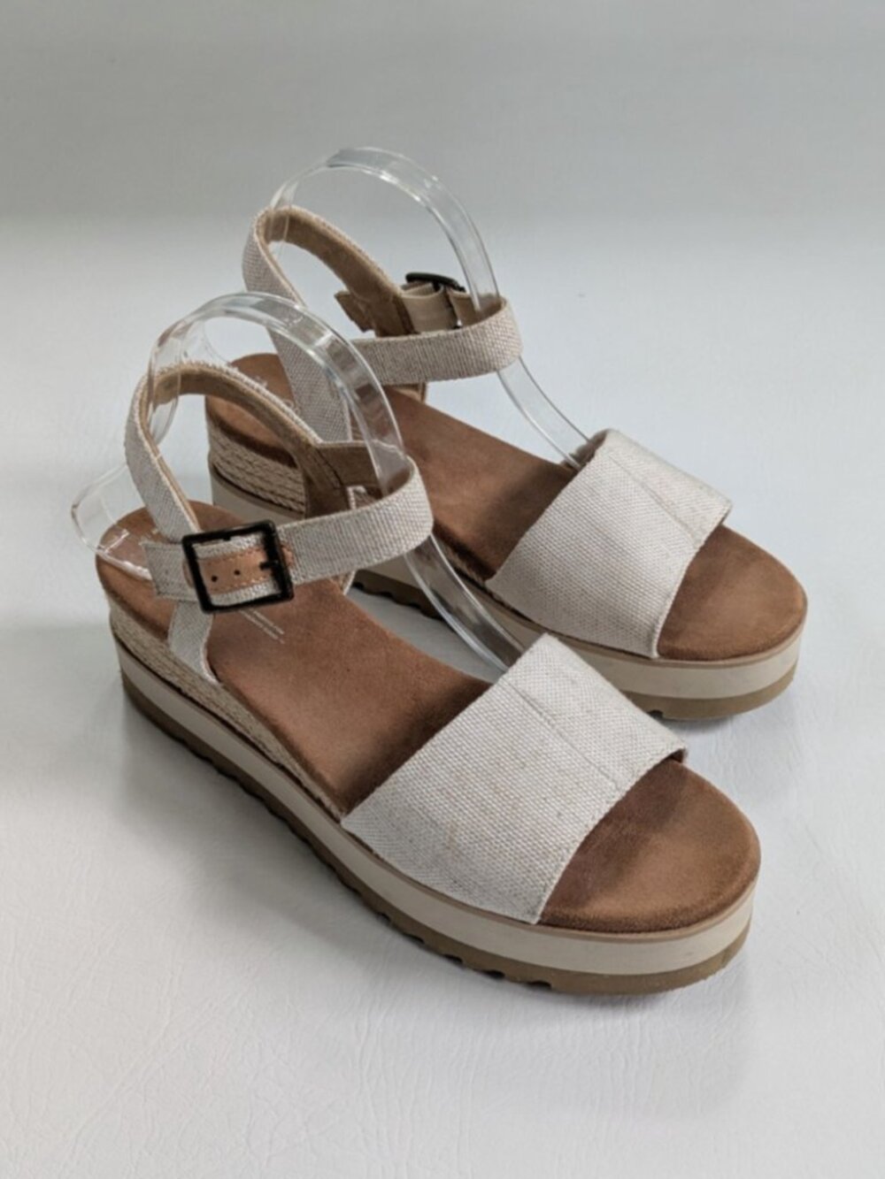 Toms Diana Natural Platform Wedge Sandal S10 Linen Upper